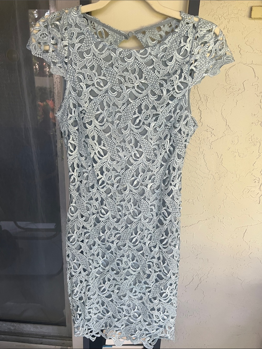 Alice + Olivia Pale Blue Lace Midi Dress